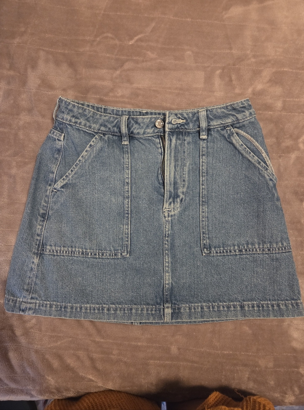 & Denim Classic Blue Denim Pocket Skirt - Women